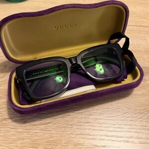 Gucci Black Glasses with Purple and Gold Case